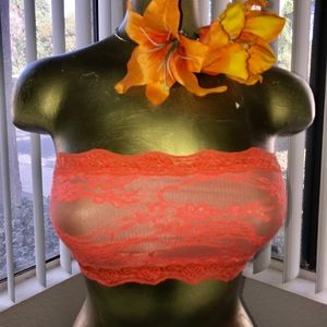 FOREIGN EXCHANGE Neon ORANGE & NUDE LACE BRA One-Size